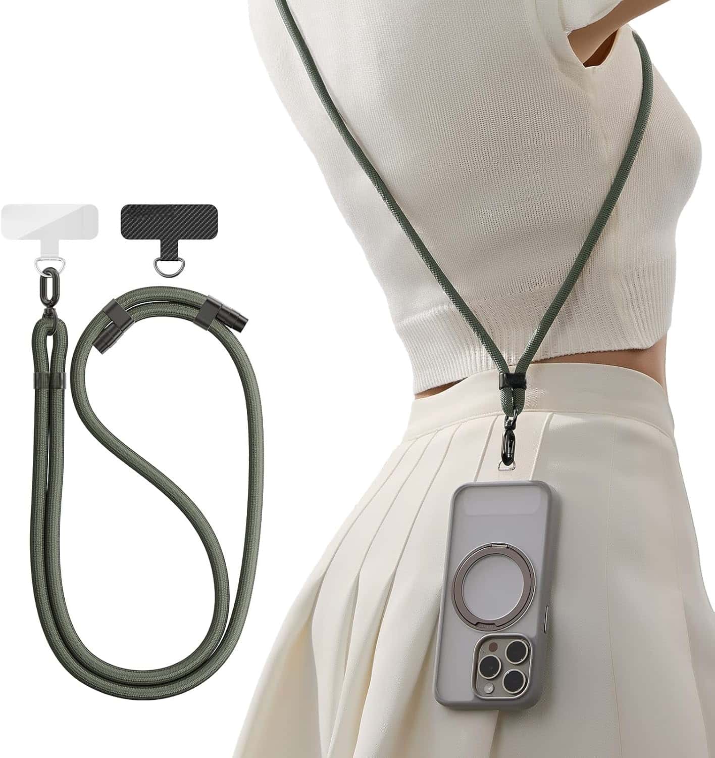 Phone Lanyard Crossbody with 2 Phone Tabs