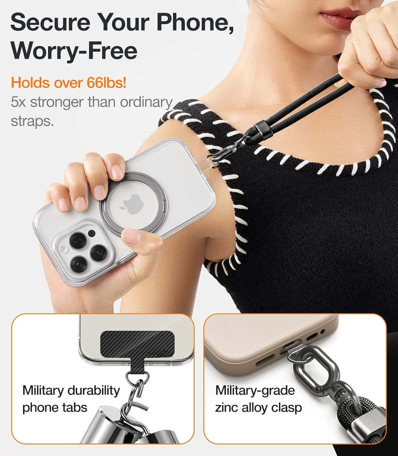 Phone Lanyard Crossbody with 2 Phone Tabs