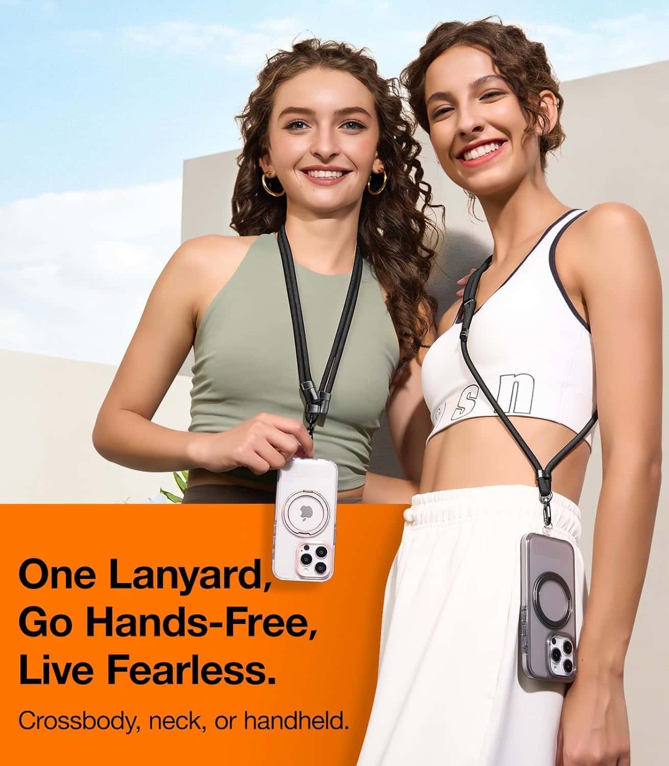 Phone Lanyard Crossbody with 2 Phone Tabs