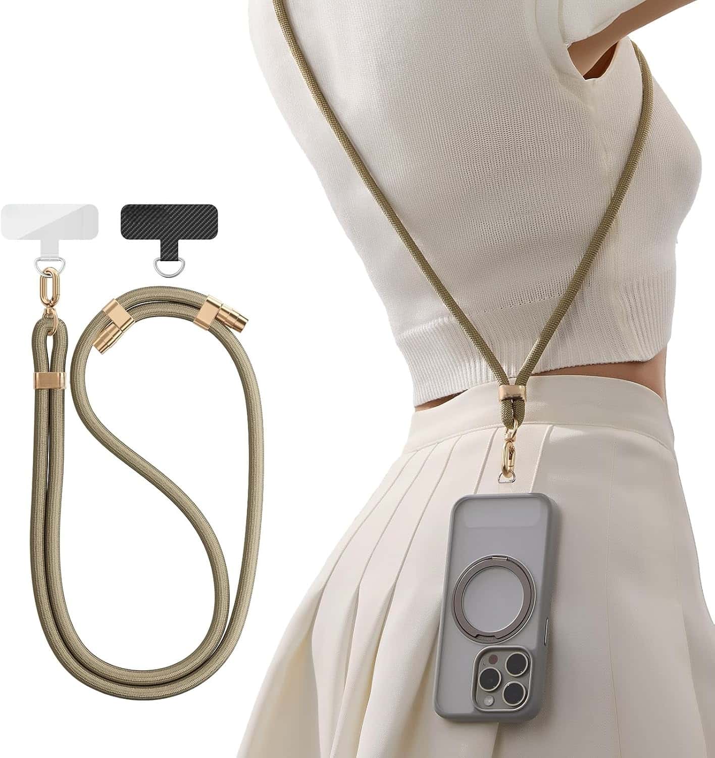 Phone Lanyard Crossbody with 2 Phone Tabs